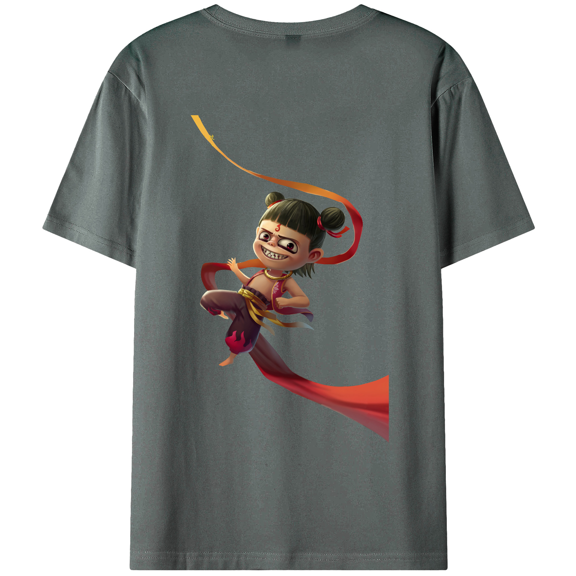 （画像用） Ne Zha 2 ナタ 魔童の大暴れ 綿100％ メンズ半袖Tシャツ（バックプリント） 通気性